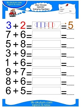 Çocuklar İçin toplam işlemi yaprak testleri 